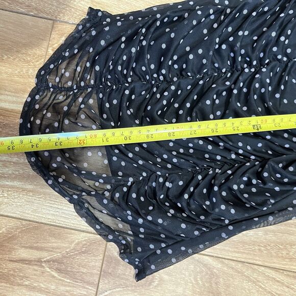 Nasty Gal Polka Dot Mini Dress Size US 6 / UK 10 Mesh Sleeve Ruched Romantic - Picture 8 of 8